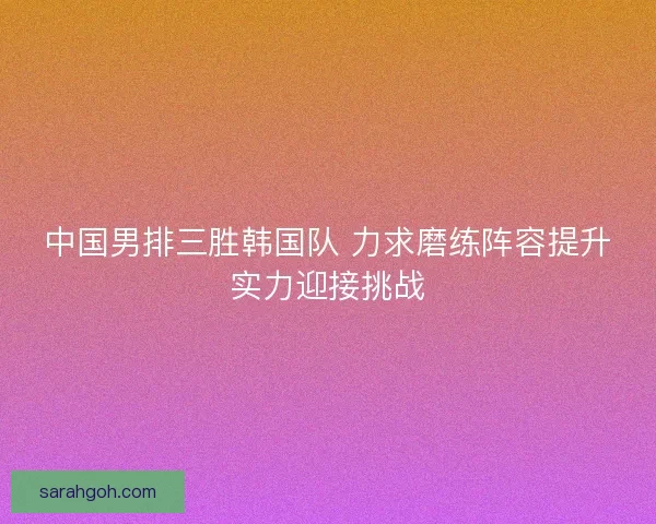 中国男排三胜韩国队 力求磨练阵容提升实力迎接挑战